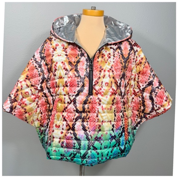 Think Royln HEROINE Hooded Quilted Puffer Ski Pullover Jacket Poncho - Picture 3 of 13